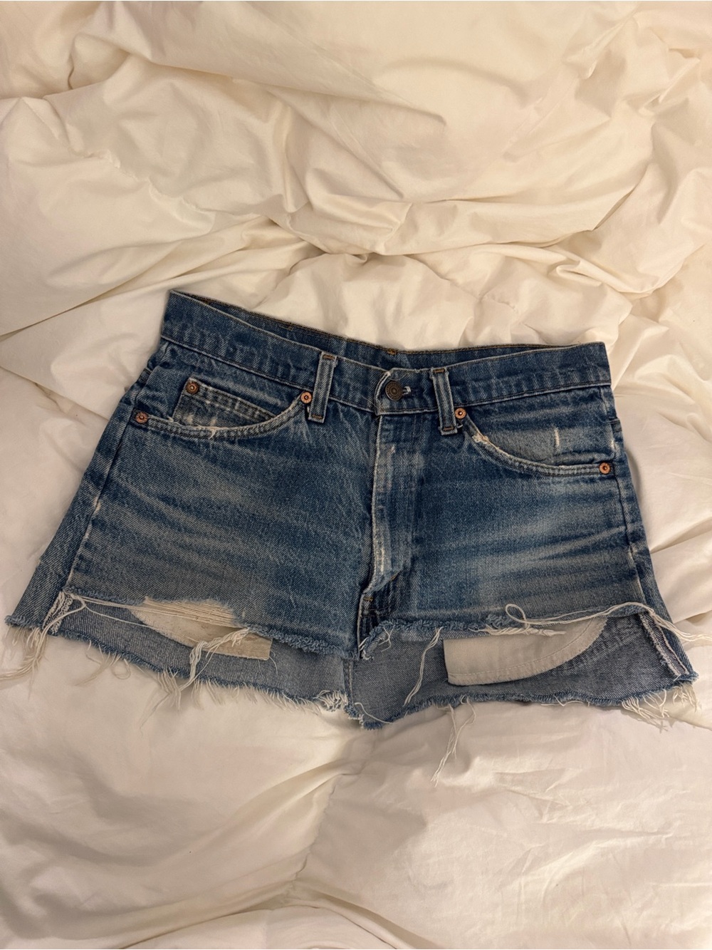 Vintage Levi’s Distressed High-Low Denim Skirt